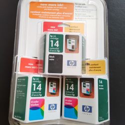 HP Hewlett Packard Ink Cartridges 14 Combo Pack 1- Black 2 - Color