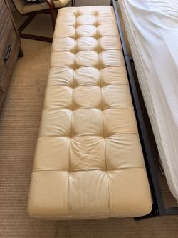 Safavieh Modern 60" Tufted Bench – Cream / Chrome Base (Bed / Entryway)