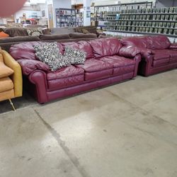 Burgundy Leather Couch