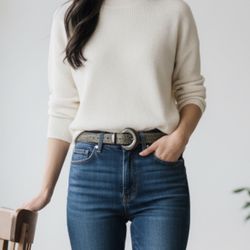 Vintage Genuine Snakeskin Leather Horseshoe Belt Buckle CharcoaL Gray Size 34”