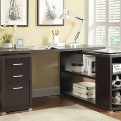 Cappuccino Finish L-Shaped Desk $350! Lowest Prices Ever!!