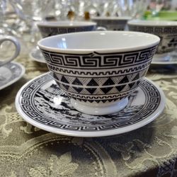 Delicate Greek Handmade Tea Set of Four plus