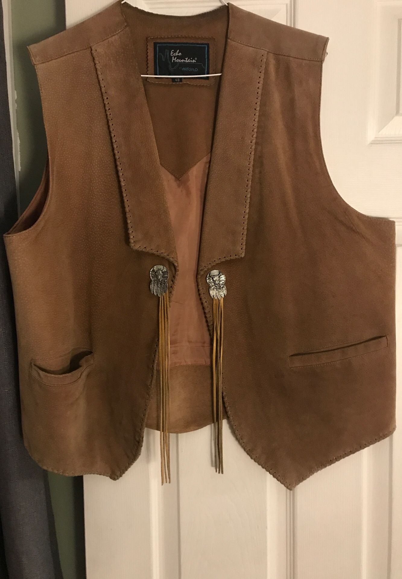 Suede leather vest motorcycle