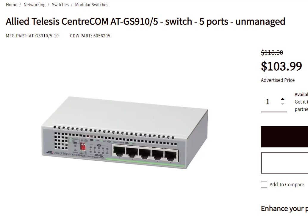 Allied Telesis CentreCOM AT -GS 910
