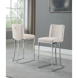 Modern Counter Stools with Chrome Legs – Set of 4