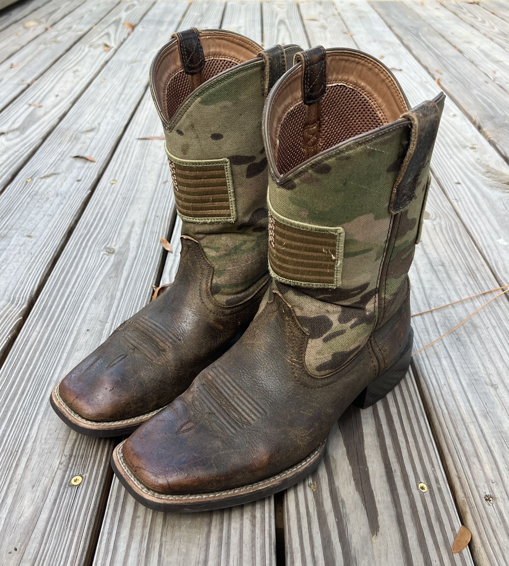 ARIAT Sport Patriot Brown Leather & Camo Textile Cowboy Boots 10027204 MENS 11EE