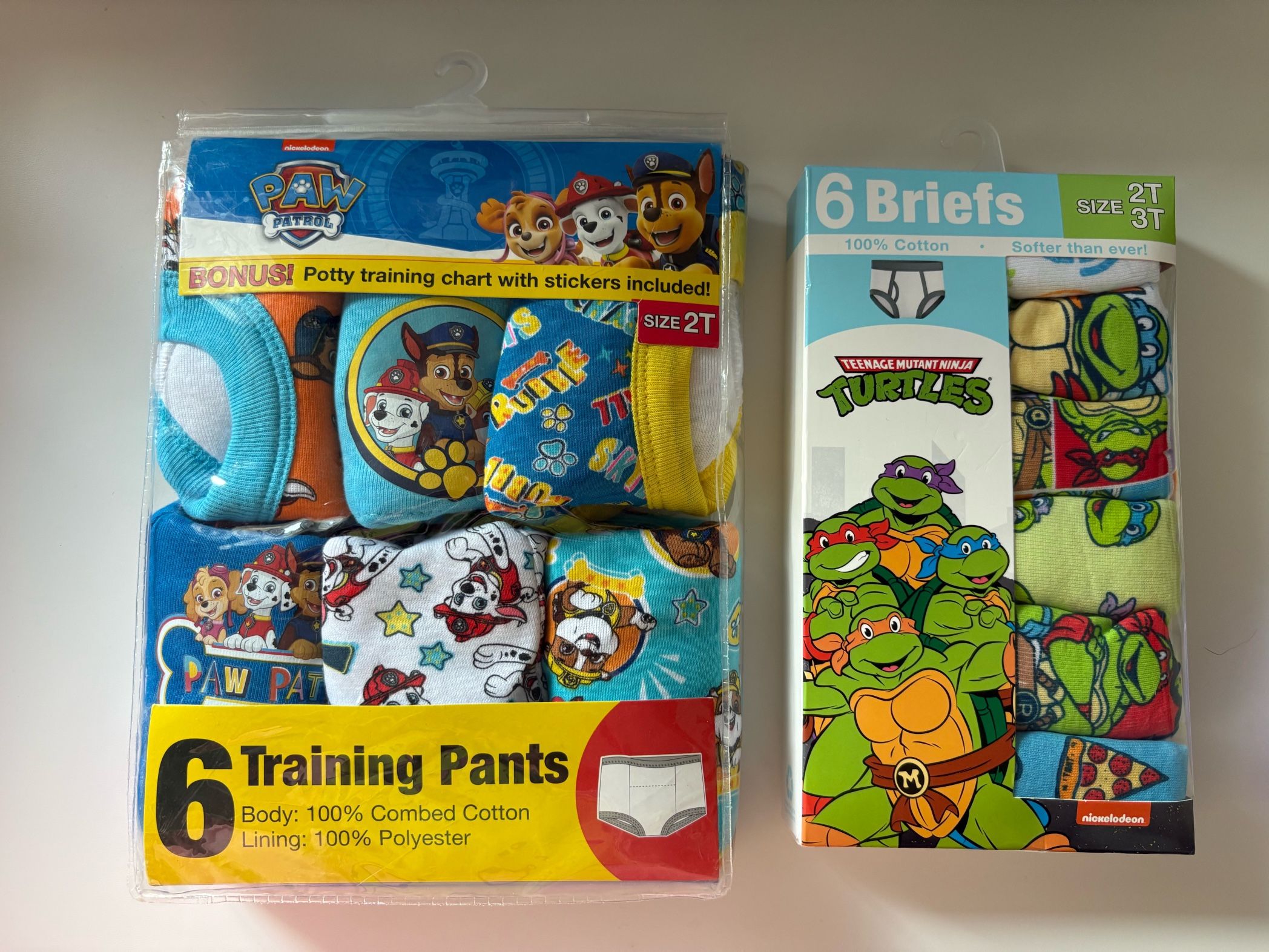 2T boys underwear Paw Patrol Ninja Turtles