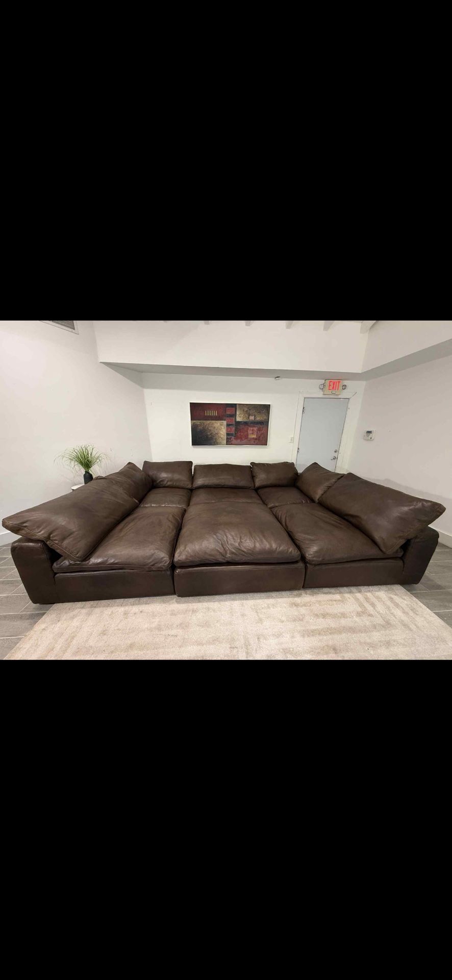 Restoration Hardware RH Cloud Modular Leather U-Chaise Sectional Couch Sofa