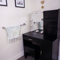 Black Makeup Vanity  w/ Storage Seat 