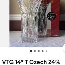 Vintage 14" T Czech 24% Lead Crystal Curl Vase 
