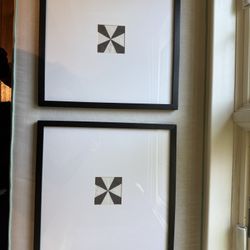 Pottery Barn Linen Art Framed 