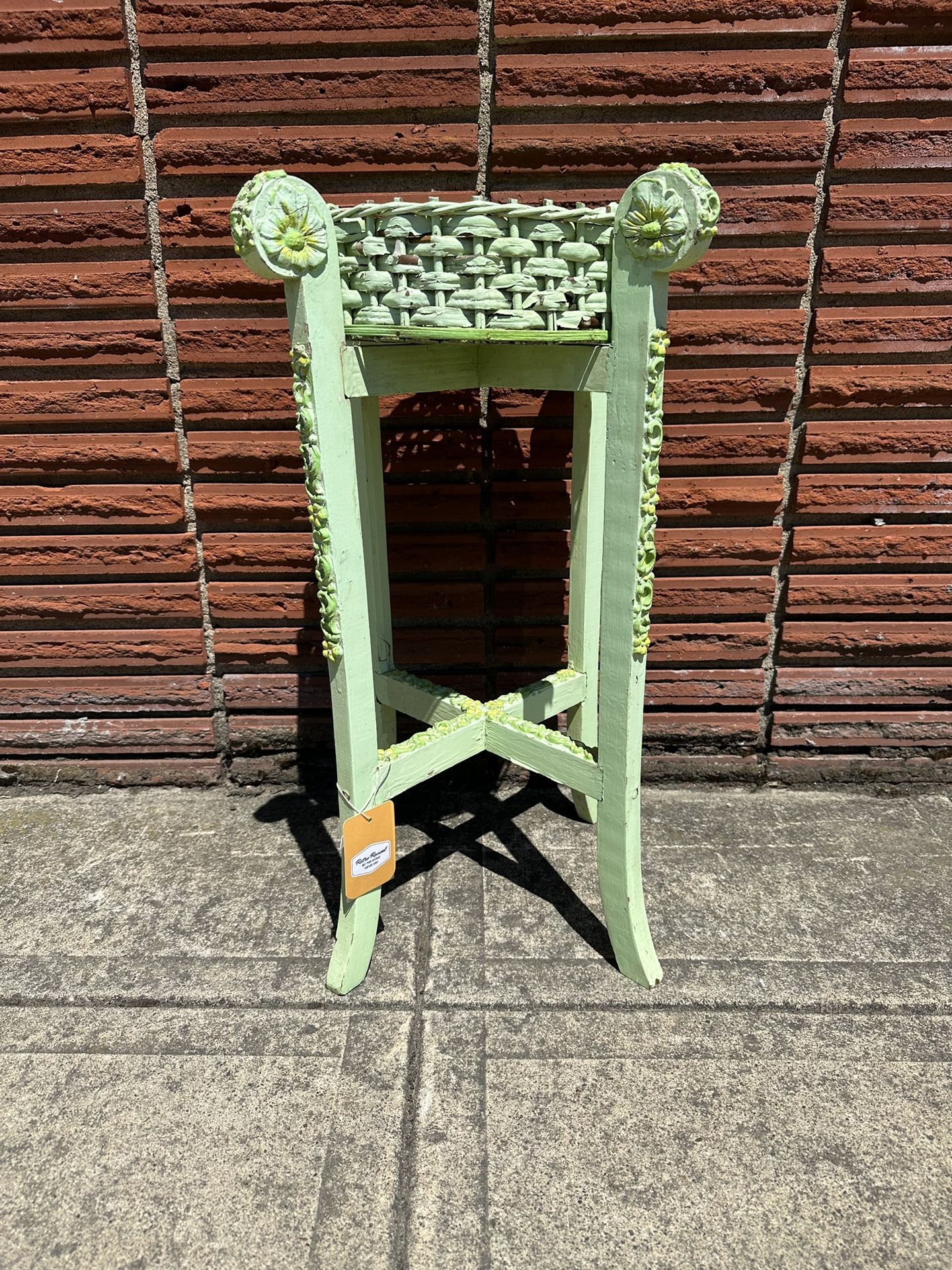 1910/20’s Green Wood & Wicker Plant Stand