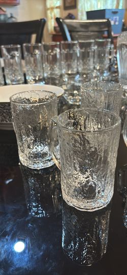 Vintage MCM Studio Nova Brutalist Textured Glass Mugs