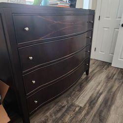 Elegant Dark Wood Dresser (5-Drawer, Curved Front)