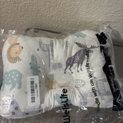 WelsLife Soft Hypoallergenic Baby Head & Neck Support Organic Cotton Cover Machine Washable (Animal World)