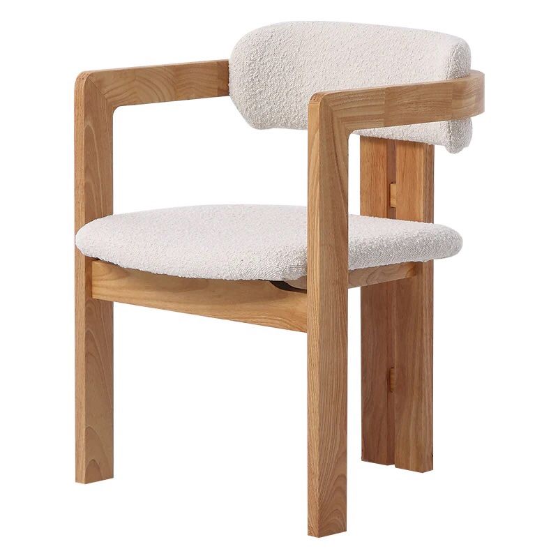 25Home: White Vintage Boucle Ash Rubber Wood Armchair, ***Free Delievry🚚