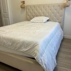 Queen Bed Frame & Headboard With Mattress