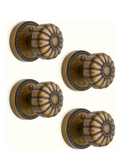 Asidrama 4 Pack Antique Brass Privacy Door Knobs with Lock, Vintage Door Handles with Antique Brass Door Knobs Interior for Bedroom or Bathroom, Heavy