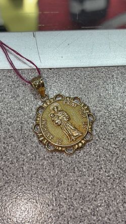 St. Anthony Pray For Us Gold Pendant