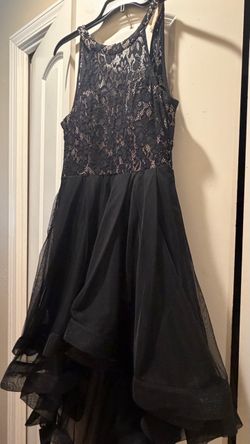 Black Lace Bodice High-Low Formal Dress