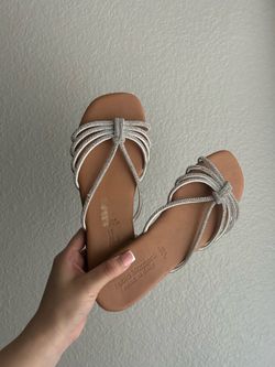 Sparkling Silver Sandals with knotted front