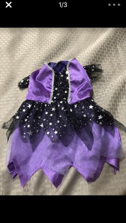 Witch Halloween pet dog costume dress stars size small 12 inches