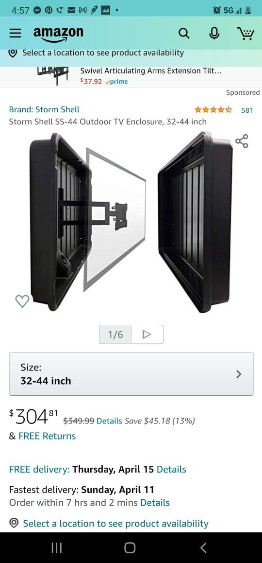 Storm Shell SS-44 Outdoor TV Enclosure, 32-44 inch