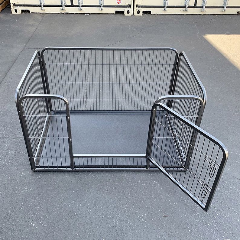 Brand New $90 Heavy Duty Pet Playpen with Plastic Tray, Dog Cage Kennel 4 Panels, 49x32x28 inches