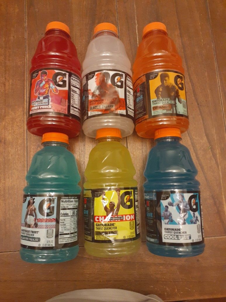 Muhammad Ali Limited Edition Gatorade Set Of Six Full 32oz Bottles.
