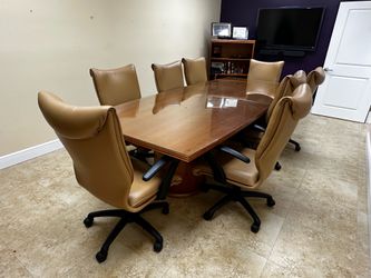 Office Conference Room Table and Chairs with Credenza