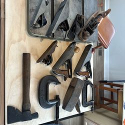 Old Tools Levelers Axe Clamps 11 Pieces As Is Old Tool Planes Stanley Cleveland