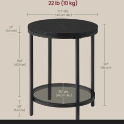 2  double-tier Round Side/End Tables, Indoor/Outdoor, BRAND NEW!  