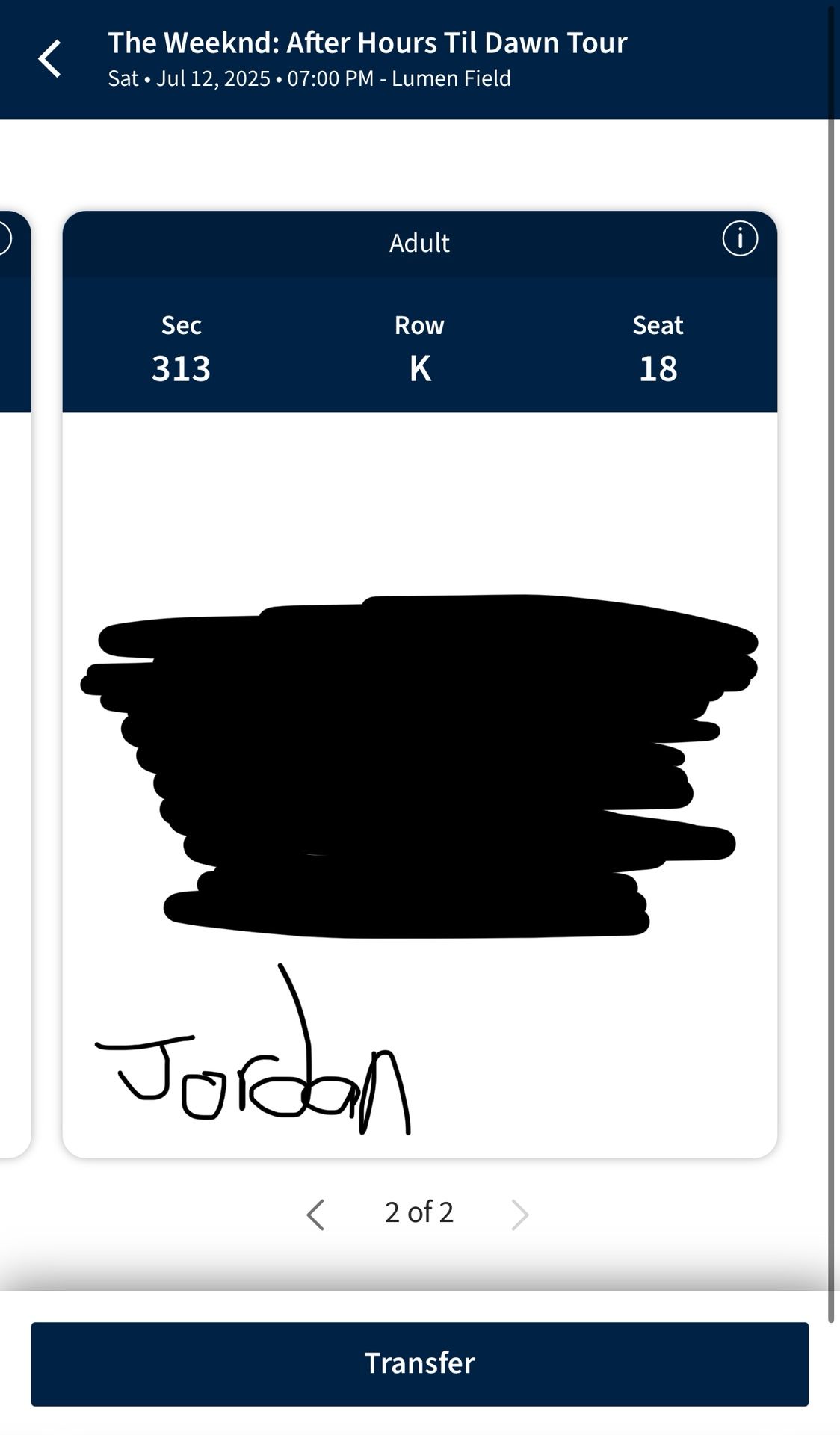 The Weeknd Seattle Concert - July 12 - SEC 313/Row K
