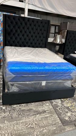 TUFTED TALL 6FT HEADBOARD VELVET BED FRAME IN QUEEN AND KING SIZE BRAND NEW 