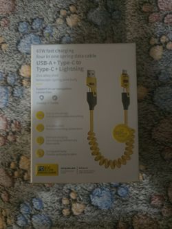 65 W fast charger  USB A + type C to Type C   New