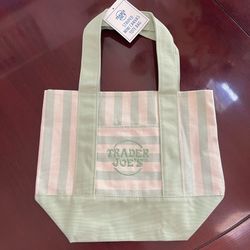 Green Striped Trader Joes Mini Tote - Limited Edition NEW