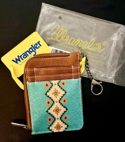 NEW Wrangler All Over Aztec Print Mini Zip Card Case