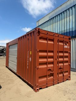 20FT SHIPPING CONTAINER – WIND & WATERTIGHT | HEAVY DUTY STORAGE SHED | CONEX BOX (REFURBISHED W/ 8FT ROLL UP DOOR)