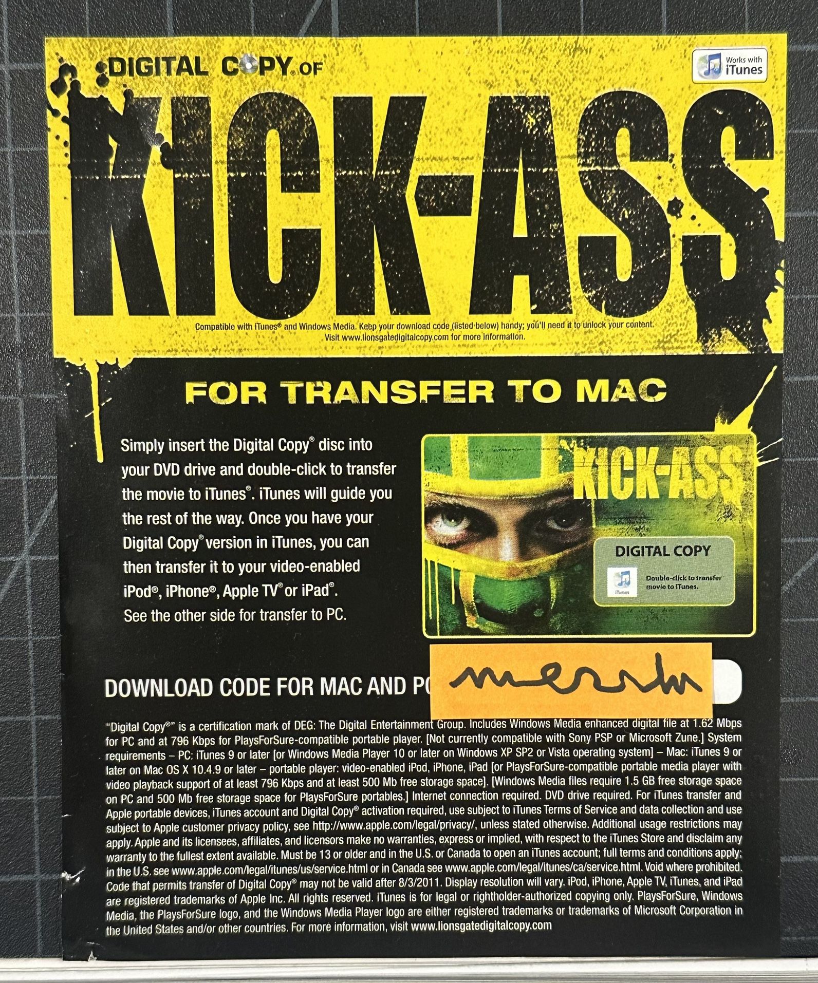 Kick Ass Digital Code For Apple Users Still Works