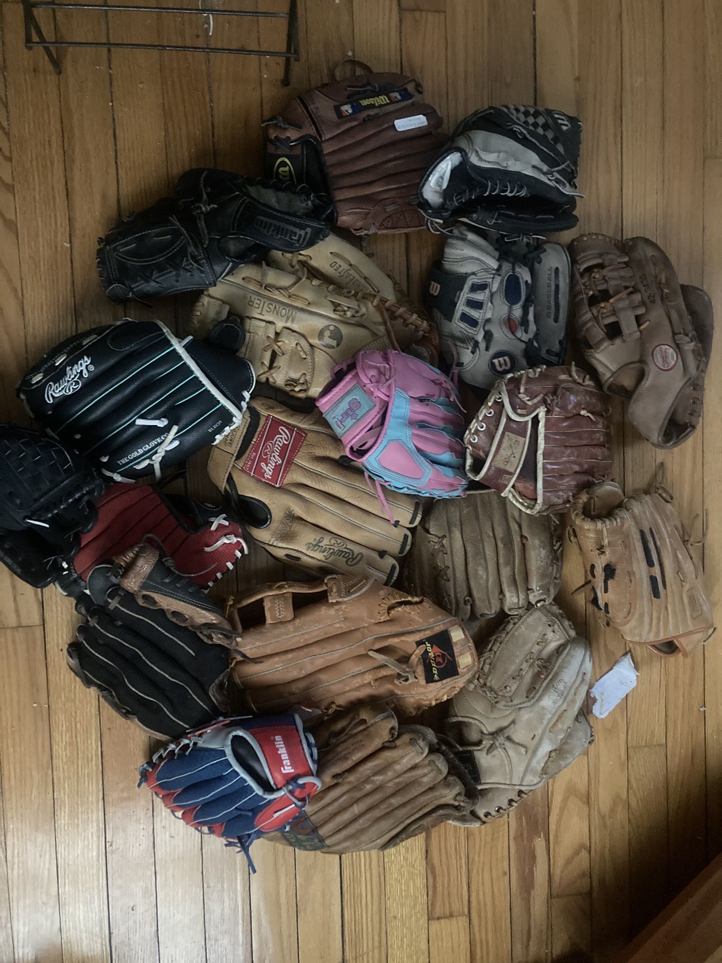 Huge Assortment Of Baseball Gloves