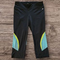 Girl's Xersion Quick-Dri Cropped Leggings Capris Size Large (14 reg) Grey/Blue
