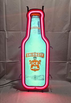 SMIRNOFF ICE Light up Bottle Sign! Stand-Up or Wall Mounted (32"x12") Great Mancave item!