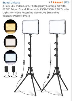 2 Pack LED Video Light, Photography Lighting Kit