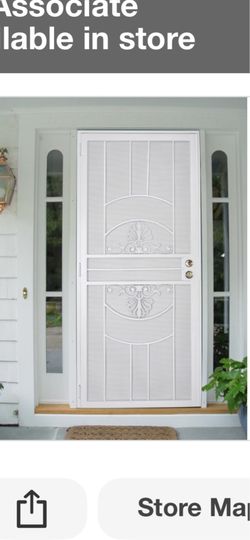 32 in. × 80 in. Empress White Steel Surface Mount Outswing Security Door with Perforated Steel Screen Inlay