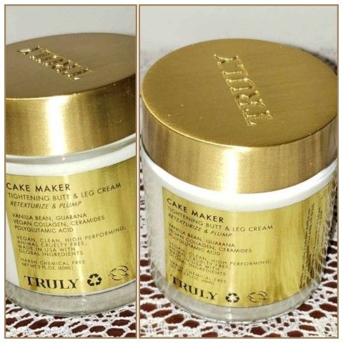 NEW TRULY CAKE MAKER TIGHTENING BUTT AND LEG CREAM VANILLA BEAN GUARANA 2 OZ GLASS JAR