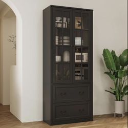 Wooden black kitchen Pantry Cabinet,