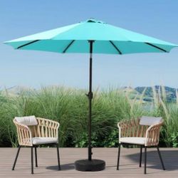 Outdoor 9 Feet Aluminum Market  Umbrella with Crank and Push Button Tilt for Patio, Garden, Deck, Backyard, Pool - No Base