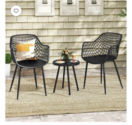 Costway 3 Piece Patio Bistro Set All Weather Heavy Duty Table and Chairs Set of 2 Black