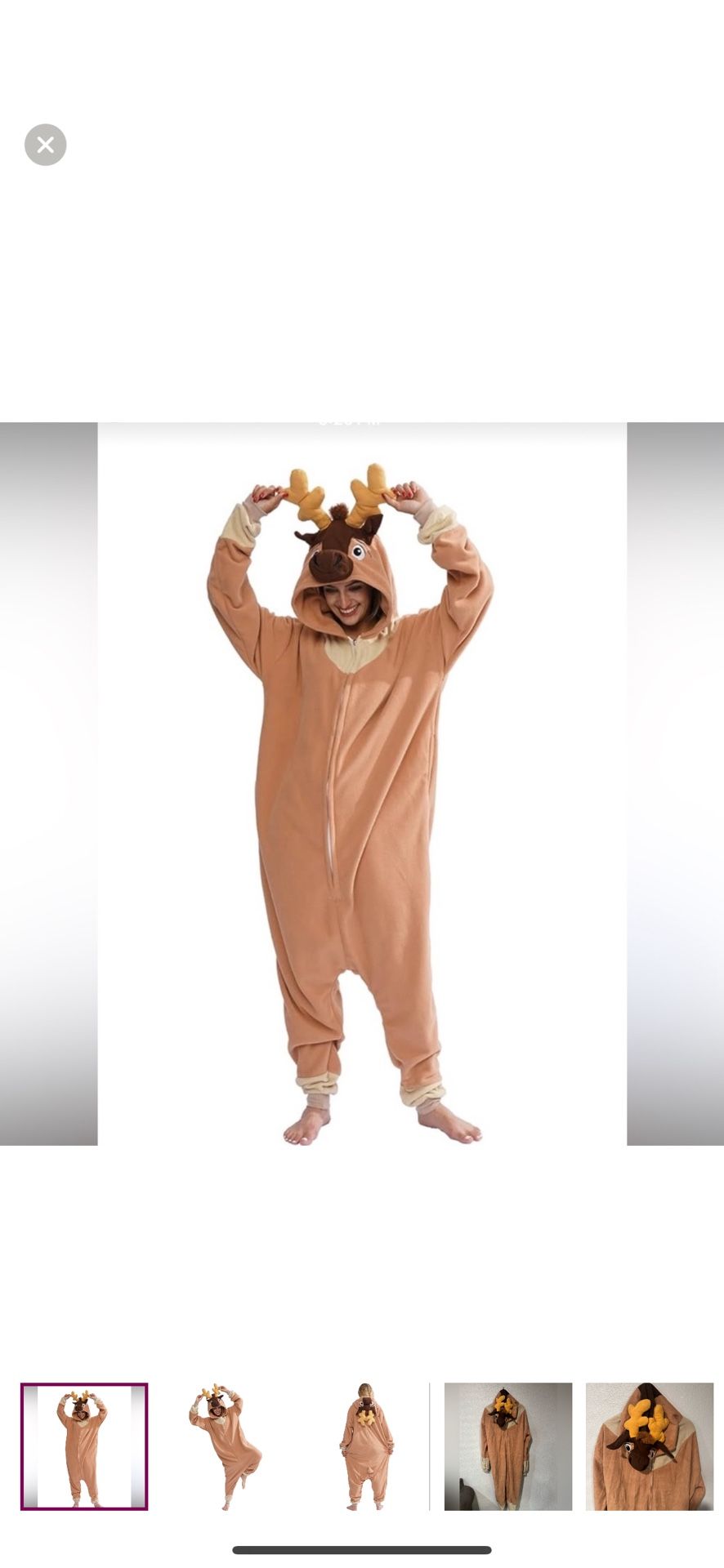 Reindeer adult Hooded jumpsuit pijamas Costume size small