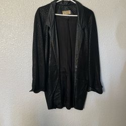 Cheetah Stamp Genuine Leather Coat